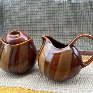 Sango Avanti Brown 4722 sugar bowl and creamer